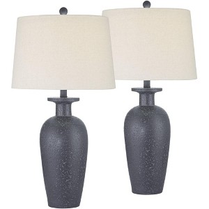 360 Lighting Glenwood 28" Tall Farmhouse Rustic Country Cottage Table Lamps Set of 2 Charcoal Gray Living Room Bedroom Bedside Nightstand House - 1 of 4