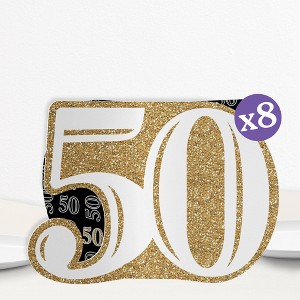 Big Dot of Happiness 3D Gold 50th Birthday Centerpiece Table Decorations, Freestanding Adult 50th Birthday Party Centerpieces - 8 Count - 1 of 4