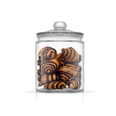 Set of 2 Clear Glass Cookie Jars with Airtight Lids