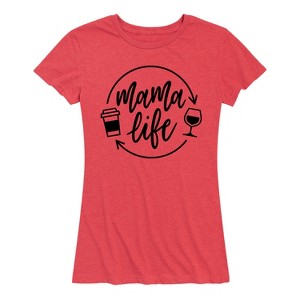 Women's - Instant Message - Mama Life Coffee Wine Short Sleeve Graphic T-Shirt - 1 of 4