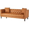 Garvee 81" Modern Chesterfield Sofa - 3-Seater Leather Couch with Deep Seats & Handmade Buttons, for Living Room, Apartment, Office, Cognac Tan - 3 of 4