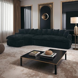 127" Large L-Shaped Modular Sectional Sofa, Curved Design, 10 Cushions - 1 of 4