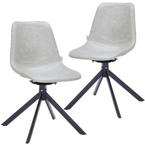 LeisureMod Leather Dining Chair with 360-Degree Swivel And Powder-Coated Iron Legs - 1 of 4