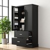 Tall Bathroom Storage Cabinet with 2 Doors, 2 Drawers, Adjustable Shelf & Door Racks, Freestanding Organizer - 3 of 4