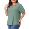 Agnes Orinda Women's Plus Size Summer Eyelet V Neck Short Sleeve Blouse - 2 of 4