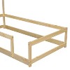 DOMETOUR Twin Size Wood bed with House-shaped Headboard Floor bed with Fences,Natural - 2 of 4