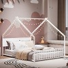 TopComfy Beds Full Size House Bed with Roof and Colorful Metal Bed Frame with Slats and Legs No Box Spring Needed for Kids, White, 78.5"*55.91"*58.36" - 2 of 4