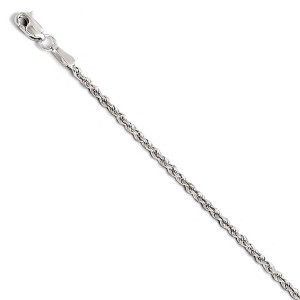 Black Bow Jewelry 1.75mm 14k White Gold Solid Diamond Cut Rope Chain Bracelet - 1 of 4