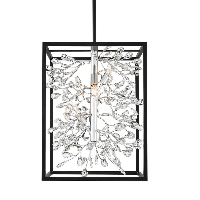 Possini Euro Design Black Silver Pendant Chandelier 15 1/4" Wide Modern Clear Crystal Flower Vine 4-Light Fixture for Dining Room House, 3 of 10