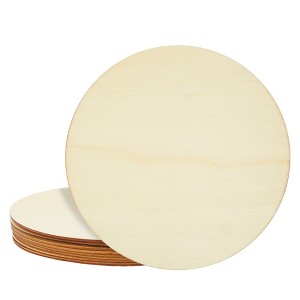 Juvale 10 Inch Wooden Circles for Crafts, Unfinished Rounds for Wood Burning, DIY Signs, Painting, Decorations, 10 Pack - 1 of 4