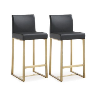 TOV Furniture Denmark Performance Vegan Leather Stool with Gold Base - Set of 2 Black - 1 of 4