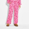 Women's Holiday Print Fleece Graphic Pants - Pink - 2 of 3
