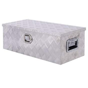 30 Inch Truck Tool Box, Aluminum Truck Under Bed Toolbox Waterproof Storage Truck Tools Chest Box with Side Handle Lock Keys,Silver