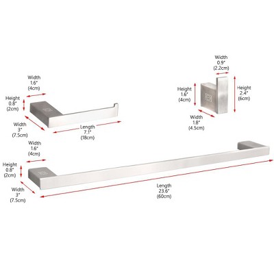 Sofia Brushed Nickel 3-Piece Stainless Steel Bathroom Hardware Set