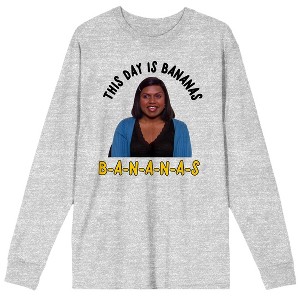 The Office This Day Is Bananas Adult Heather Grey Long Sleeve Tee Shirt - 1 of 2