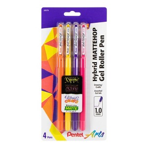 Pentel Arts Hybrid MATTEHOP Gel Roller, 1.0mm, Matte F/G/P/V Ink, Pack of 4 - 1 of 4