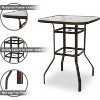 VINGLI Outdoor Bar Table with Umbrella Hole Metal Patio Bar Table, Outdoor Bar Height Table Pub Table for Patio High Top Table (Brown) - 4 of 4