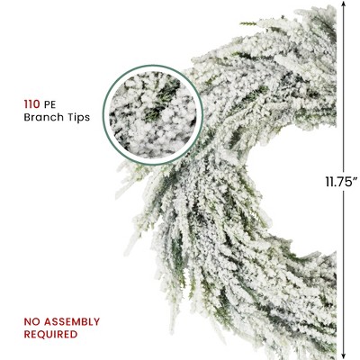 Frosted Pine Elegance Artificial Christmas Wreath 18" with Snowy Accents