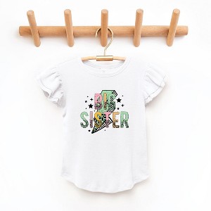 The Juniper Shop Big Sister Lightning Bolt Toddler Flutter Sleeve Tee - 1 of 2