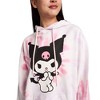 Kuromi Ice Cream Treats Women's Pink Tie-Dye Long Sleeve Fleece Hooded Sweatshirt - 3 of 4