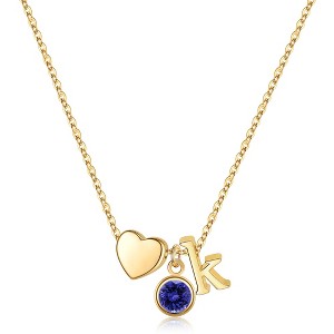 Turandoss 18K Gold Initial Heart Necklace for Women Girls - December Tanzanite Birthstone Pendant Necklace, Jewelry for Women, Birthday Gifts, 16+2In - 1 of 4