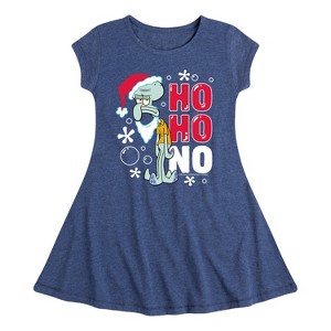 Girls' - SpongeBob SquarePants - Ho Ho No Fit & Flair Cap Sleeve Dress - 1 of 4