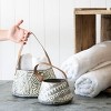 Set of 2 Rustic Whitewashed Pattern Galvanized Metal Decorative Storage Baskets With Faux Leather Handles - Foreside Home and Garden - 4 of 4