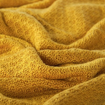 Blue Bamboo Cable Knit Cooling Throw Blanket, 51 x 67 Inches