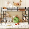 Costway Twin Size Low Loft Bed with Storage Shelves Ladder Full-length Guardrails, Black - 4 of 4