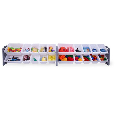 Gray and White Multi-Bin Toy Organizer with 20 Removable Bins
