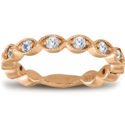 Pompeii3 3/8ct Vintage Diamond Stackable Wedding Ring Womens Stackable Band 14k Gold