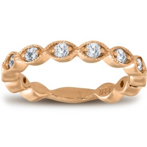 Pompeii3 3/8ct Vintage Diamond Stackable Wedding Ring Womens Stackable Band 14k Gold - 1 of 3