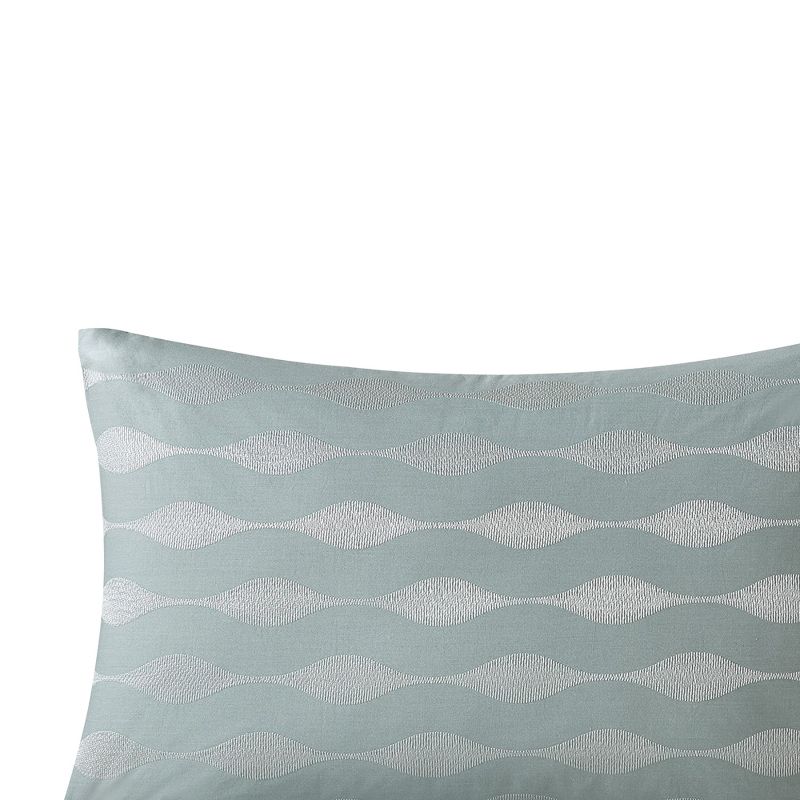 LIVN CO. Coastal Wavy Embroidered Cotton Oblong Pillow Blue 12x20", 3 of 5