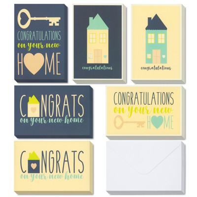 36 Pack House Warming Congratulations On Your New Home Greeting Cards with Envelopes, 6 Unique Style Designs, Bulk Box Set Assortment 4 x 6 Inches