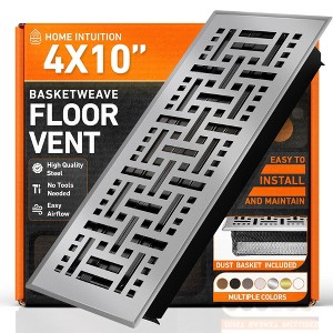 Basketweave Floor Register Vent with Mesh Cover Trap - 1 of 4