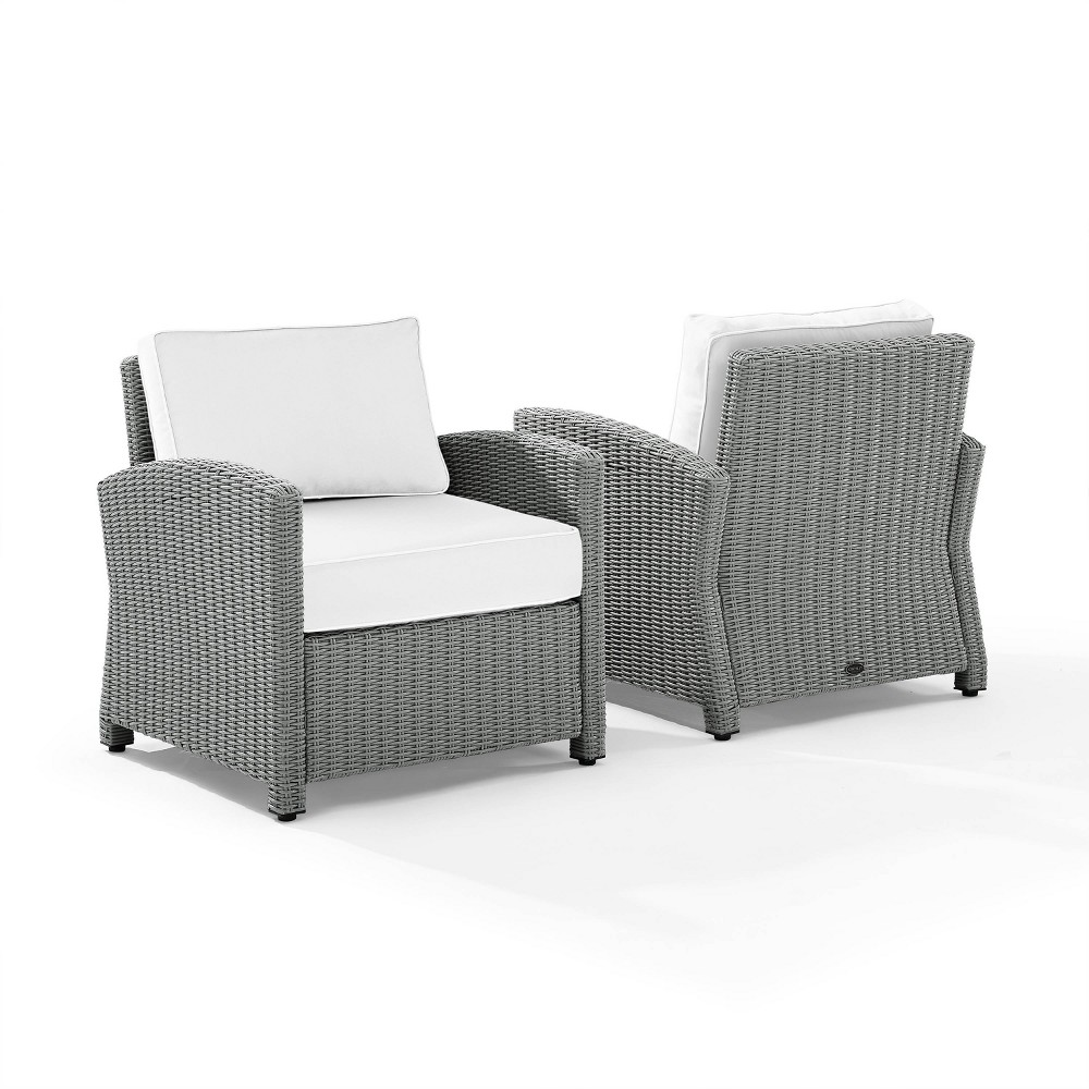Bradenton Collection KO70026GY-WH 2 PC Outdoor Armchair Set - Sunbrella- 2 Armchairs in White -  Crosley Furniture, KO70026GYWH