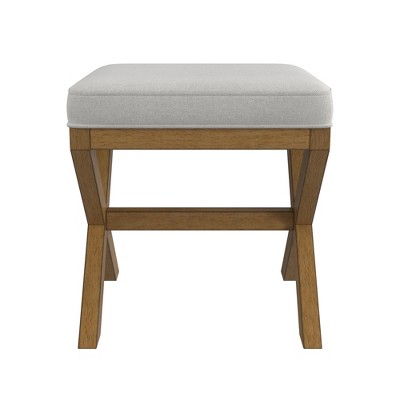 Somerset Fog Gray Upholstered Backless Vanity Stool with Rubberwood Legs