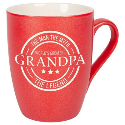 Elanze Designs World's Greatest Grandpa The Man The Myth The Legend Crimson Red 10 ounce New Bone China Coffee Cup Mug