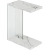HomeStock Modern C Shaped End Table with Tempered Glass Panels, Floating Shelf Design and Rich Melamine Finish for Living Room - 2 of 4