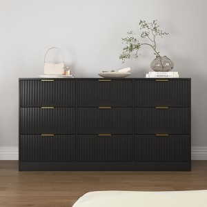 Sapphtopaz Modern Dresser with Drawers, Chest of Drawers with Wavy Patterns & Gold Handle for Entryway Versatile Drawer Organizer for Bedroom - 1 of 4