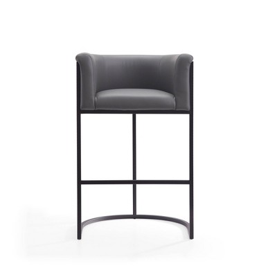 Set of 3 Grey and Black Metal Upholstered Barstools