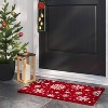 1'6"x2'6" Christmas Snowflakes Flocked Coir Doormat Red/White - Wondershop™: Outdoor Medium Pile Rectangle Mat - 2 of 4