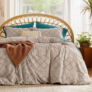 Bedsure | Solid Minimalist Embroidery Duvet Cover Set Cozy and Stylish Bedding Set - 1 of 4
