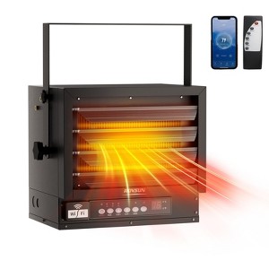 ROVSUN 7500W Electric Garage Heater with Remote & APP Control, Digital Fan-Forced Ceiling Mount Heater, 240V Hardwired for Workshop Factory - 1 of 4