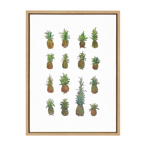 Kate and Laurel Sylvie Pineapple Set Framed Canvas by ViolaÿKreczmer, 18x24, Natural - 1 of 4