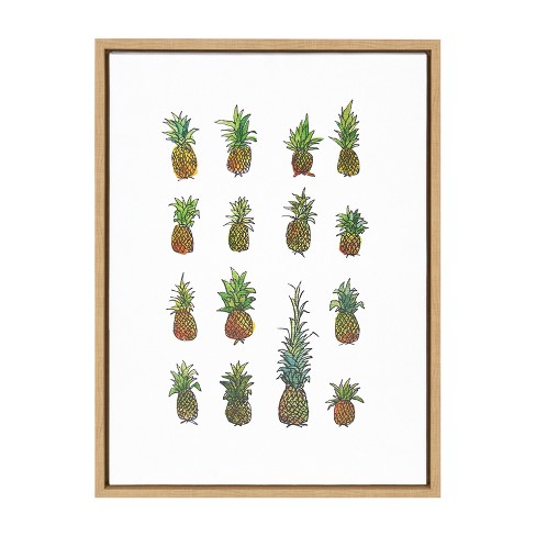 Kate and Laurel Sylvie Pineapple Set Framed Canvas by ViolaÿKreczmer, 18x24, Natural - image 1 of 4