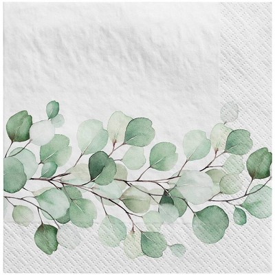 Image of 30ct Botanical Disposable Lunch Napkins Sage - Spritz™