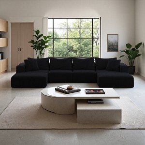 162" Oversized Chenille Cloud Modular Sectional Sofa with 6 Pillows - 1 of 4
