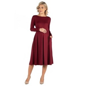 24seven Comfort Apparel Maternity Fit N Flare Pocket Dress - 1 of 4
