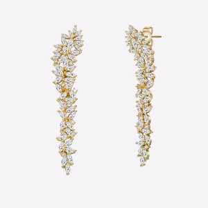 Guili Glamorous 14k Gold Plated Cubic Zirconia Waterfall Cluster Linear Earrings Ð Sparkling, Elegant Jewelry with a Chic and Dazzling Design - 1 of 4